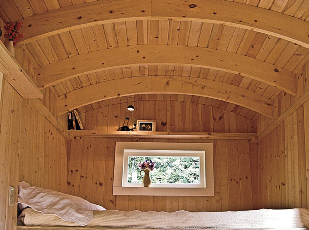 Sleeping quarters inside Michelle Wilson's caravan