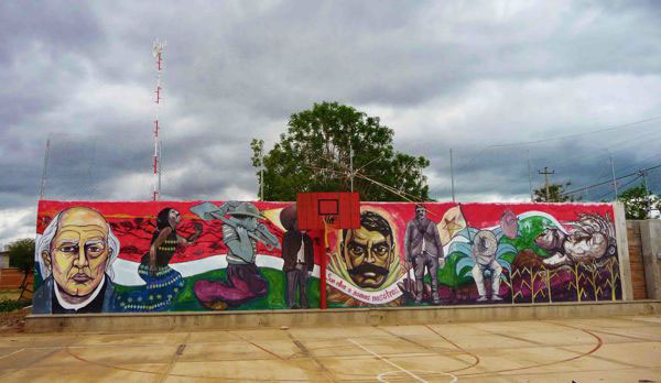 A mural outside the town hall in Magdalena Ocotlán