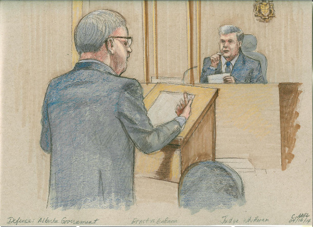 582px version of Court sketch, Ernst v. Alberta Government