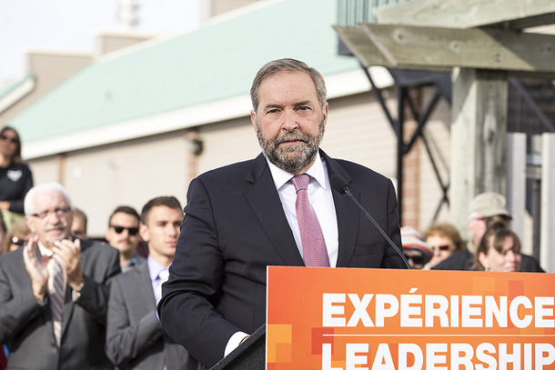 Mulcair campaigning in 2015