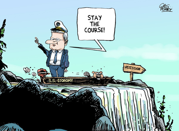 Cartoon about Harper and a Canadian recession