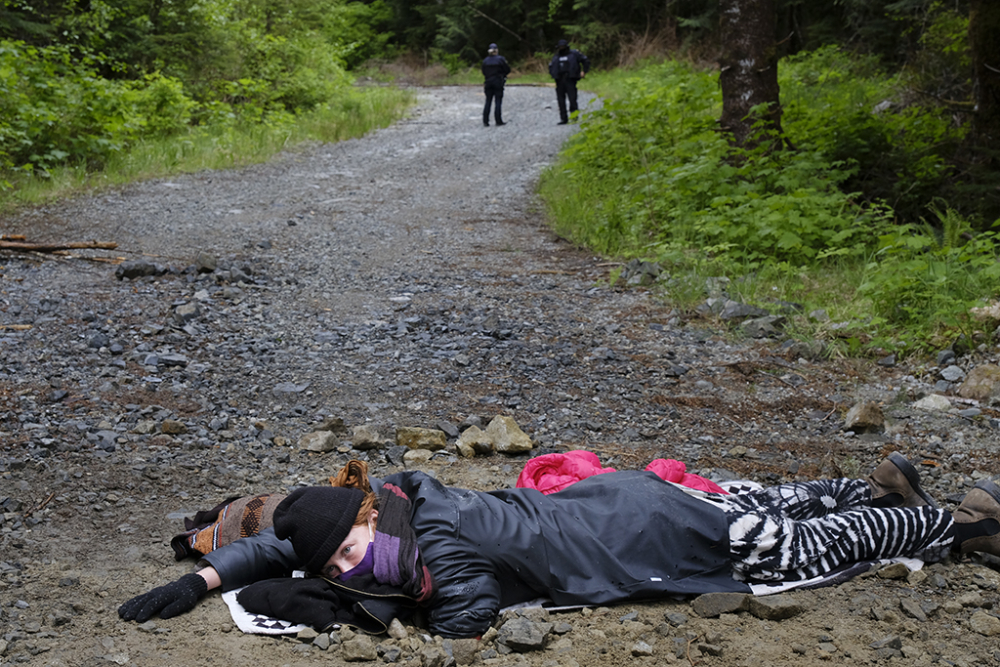 RCMPCaycuseLoggingProtestDragonBeforeArrest.jpg