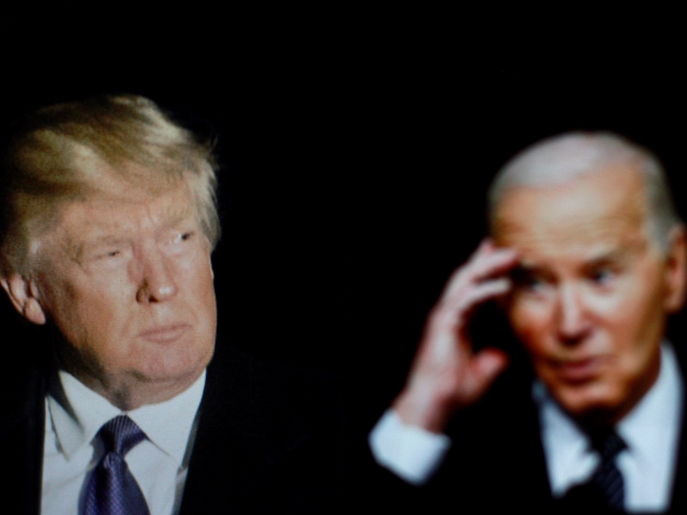 Two photos show old white men wearing suits.