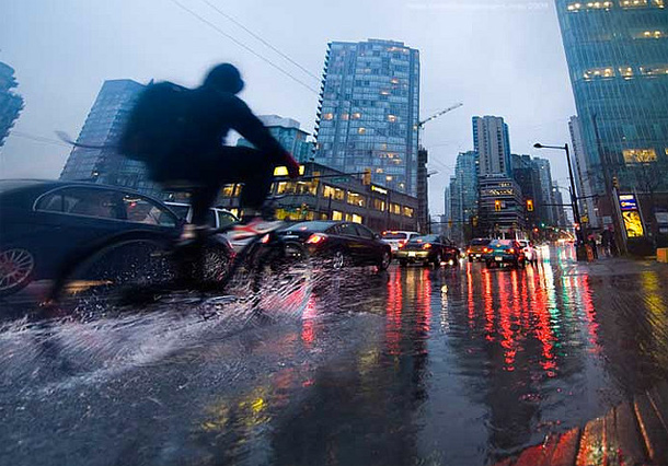 Biking in the rain