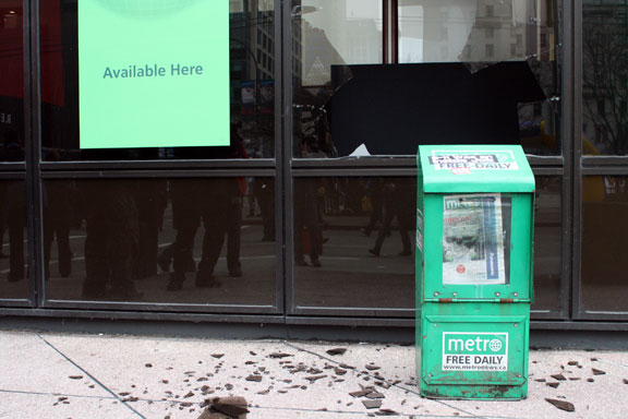 Toronto Dominion Building smashed