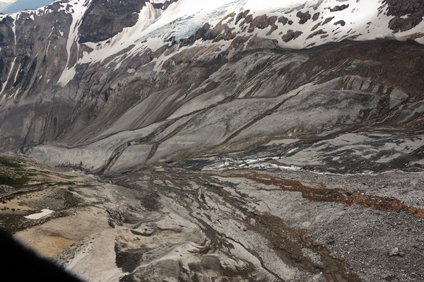 Slide tracks after Meager Creek landslide