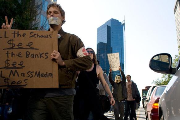 582px version of Vancouver Art Gallery, Occupy Vancouver, Protest, Taped Up