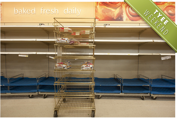 Empty grocery store shelves