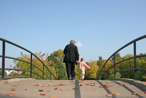 Grandparents holding hands