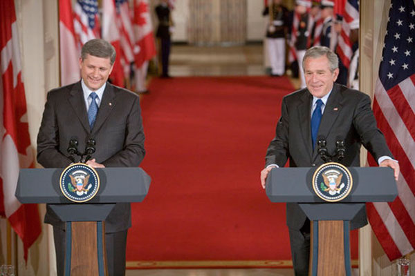 Stephen Harper and George W. Bush