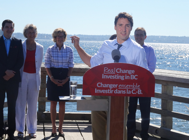 Justin Trudeau points to Stanley Park