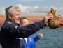 Stephen Harper with a lobster