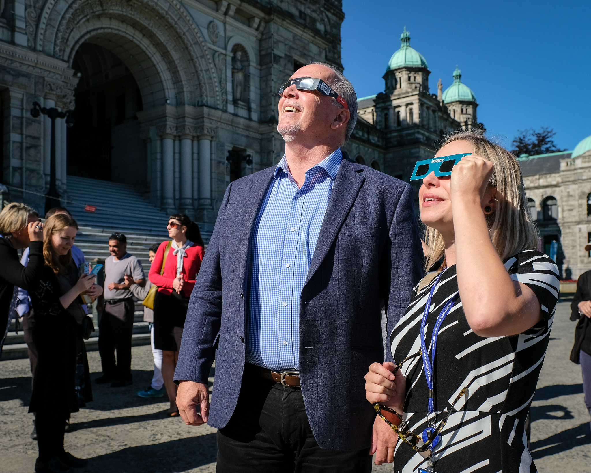 John Horgan viewing the eclipse