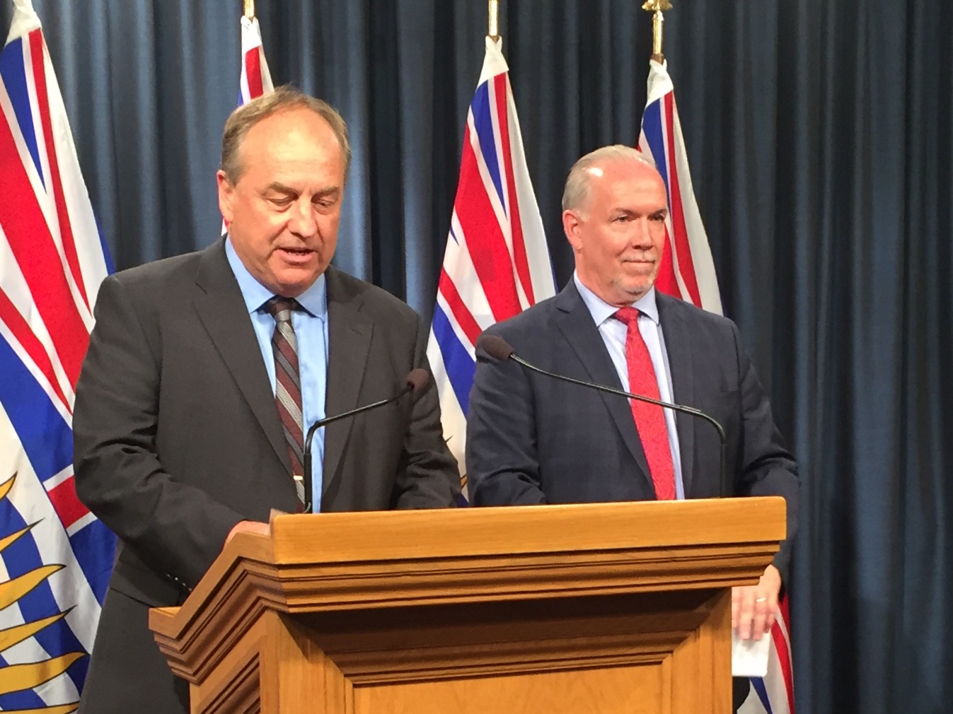 Green leader Andrew Weaver and Premier John Horgan