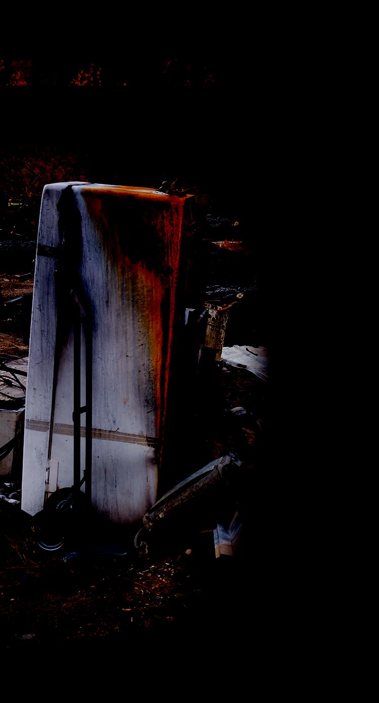 A rusty fridge sitting outside