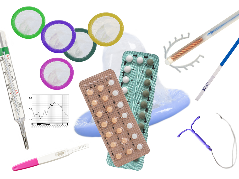 Different forms of contraception, including IUDs, birth control pills, the contraceptive ring and the patch.