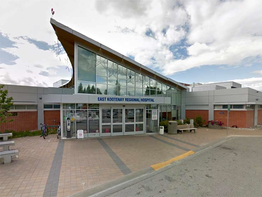 A photo of the entrance of the East Kootenay Regional Hospital.