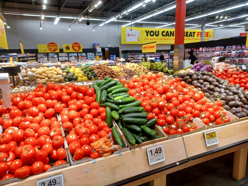 A grocery store scene.