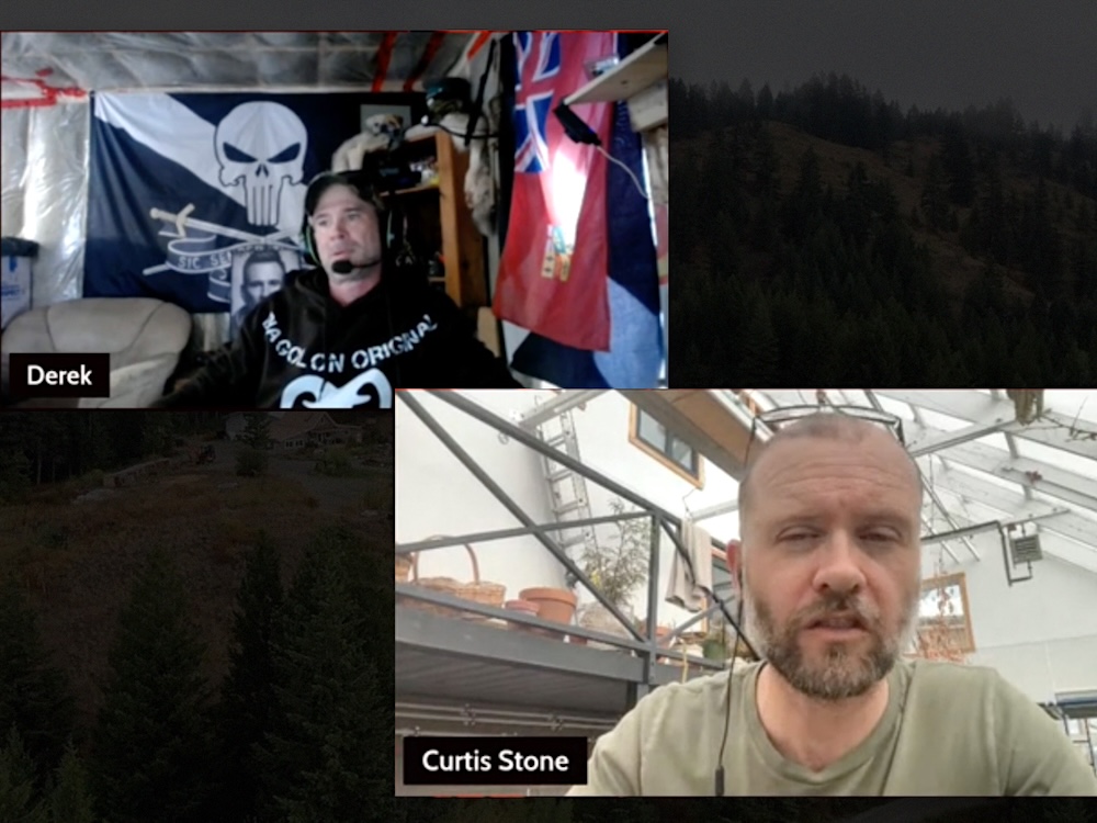 On the left, Derek Harrison, a member of the extreme-right Canadian group Diagolon. On the right, Curtis Stone.