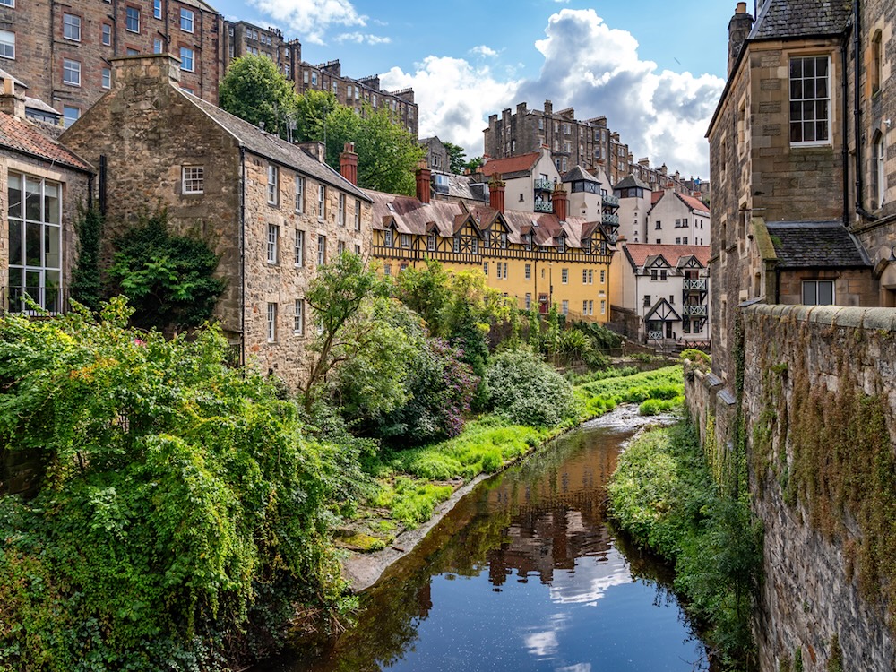 A creek in Edinburgh city centre, Scotland. 