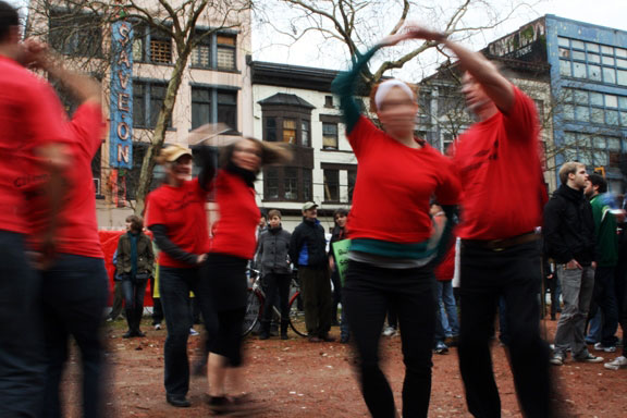 Tent city dancers