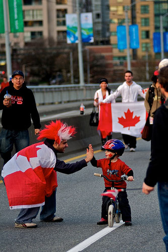 Olympics, high five, fans