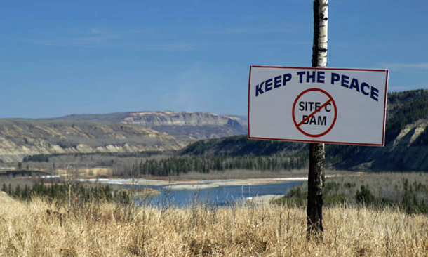 Site C dam protest sign