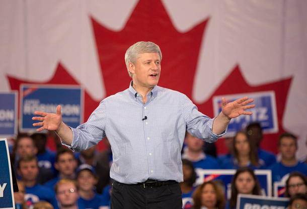 Harper with crowd