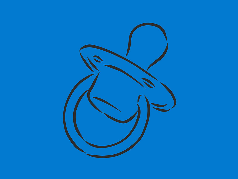 A line drawing of a pacifier.