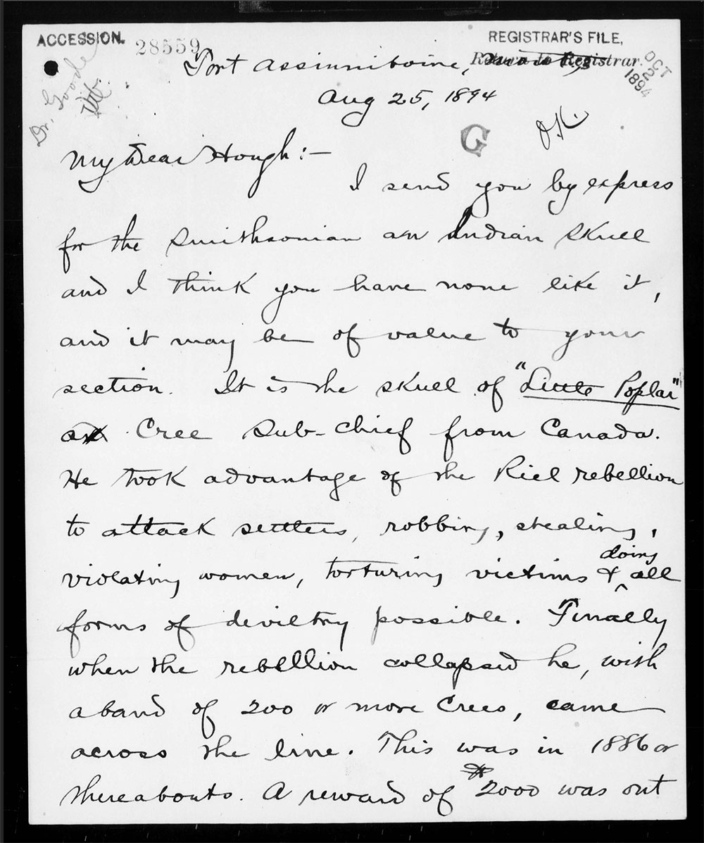 A black border surrounds white stylized and handwritten text on an archival letter from 1894.