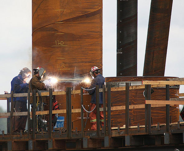 Welders on the new Port Mann bridge